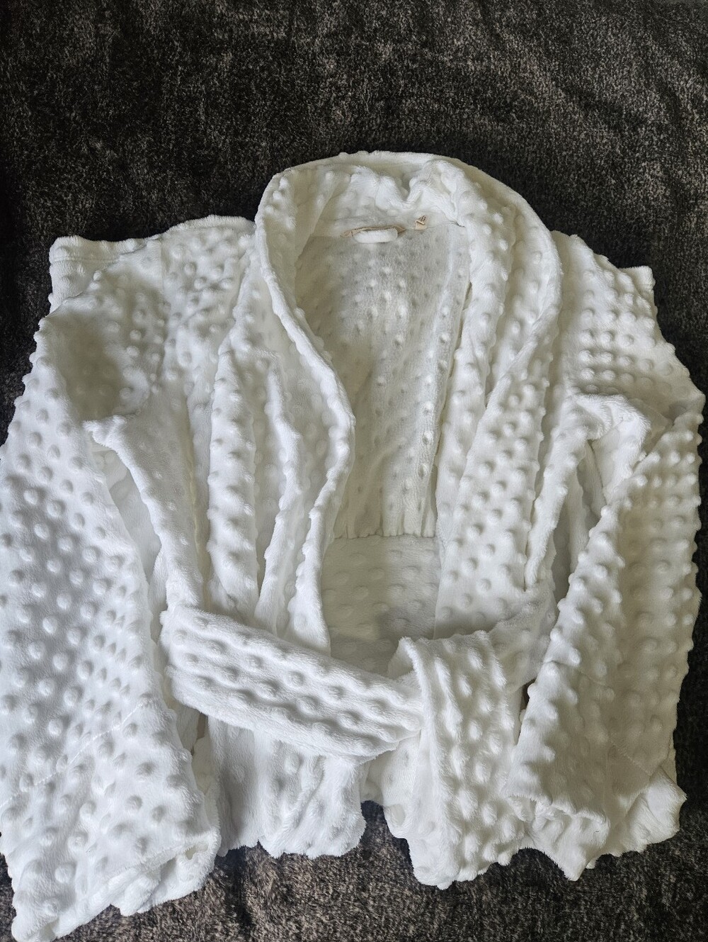 Soft Surroundis Dot Textured White Plush Robe - Picture 7 of 8